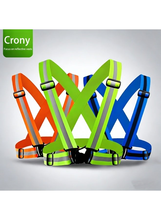 Crony High Visibility Reflective Safety Vest for Electric Scooter, Cycling, Running, and Work – Unisex, Adjustable Elastic Strap, Fluorescent Warp-Knitted Fabric, Durable & Washable, High-Intensity Reflective Lattice for Enhanced Safety, Ideal for Nighttime & Outdoor Activities, Easy-to-Use Velcro Closure, Perfect for Road Construction, Night Running, Cycling, and More - Image 1